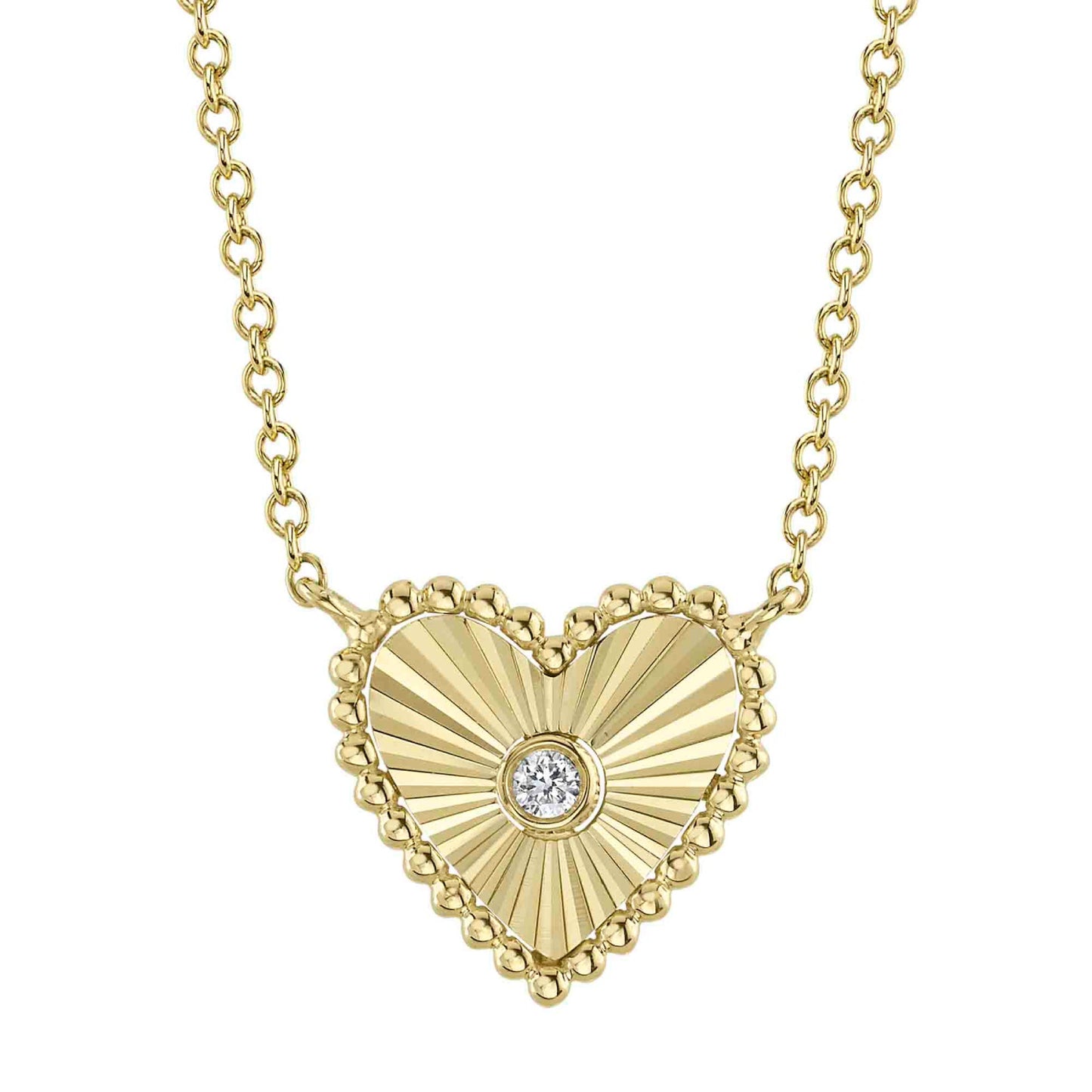 Collar con bisel de diamantes en forma de corazón de 0,02 ct para mujer de Shy Creation Kate en oro amarillo de 14 quilates