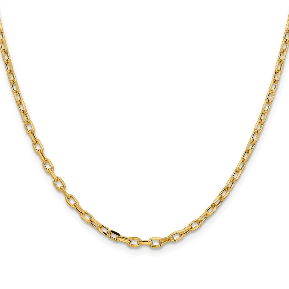 Quality Gold Women's 18" 3mm Semi-Solid Diamond-Cut Open Link Cable Chain Necklace in 14K Yellow Gold