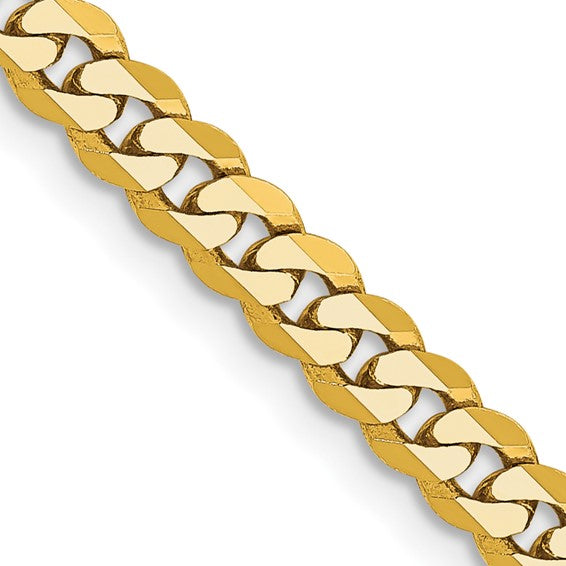 14k Yellow Gold Unisex Flat Beveled Curb Chain