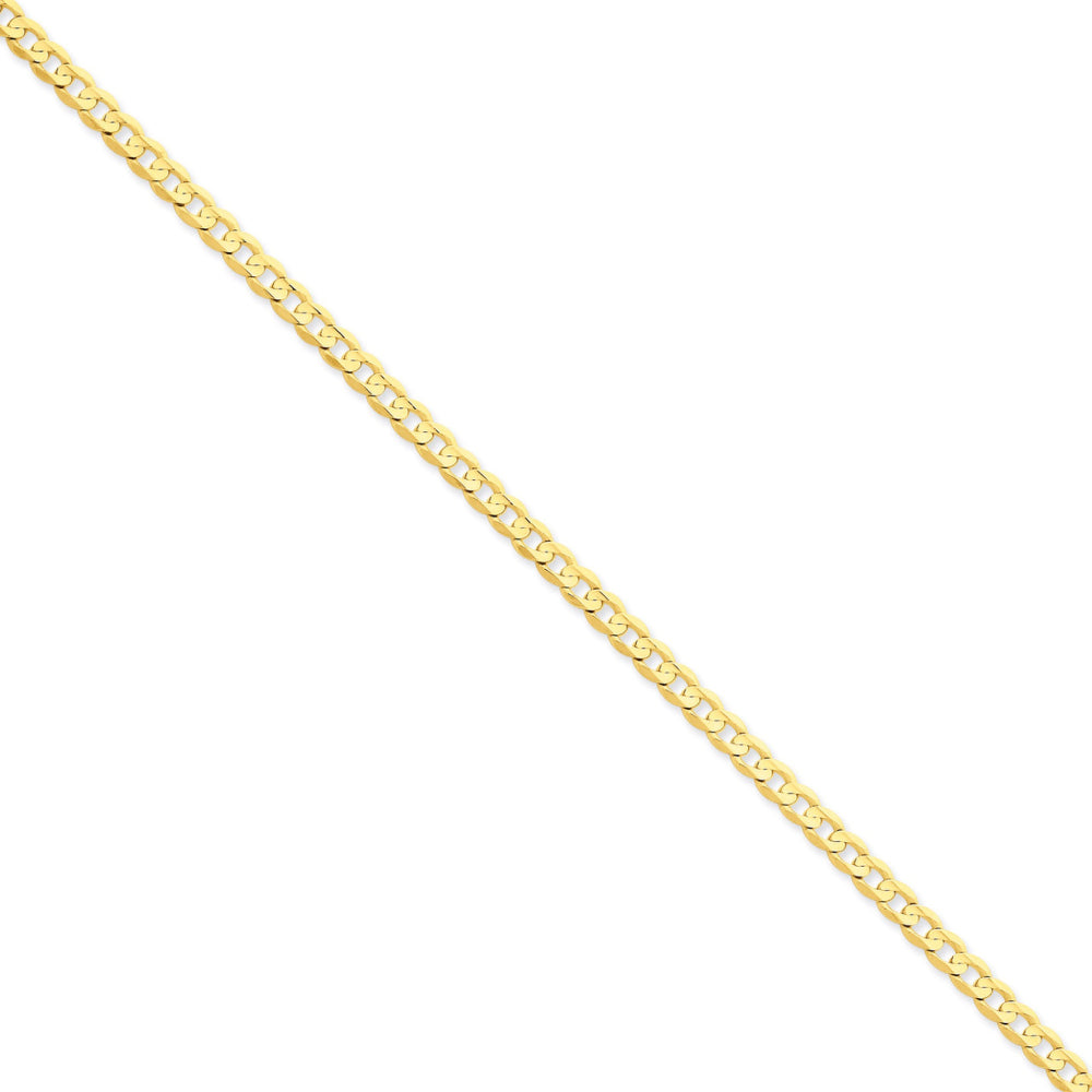 14K Yellow Gold Unisex 24" Open Concave Curb Chain