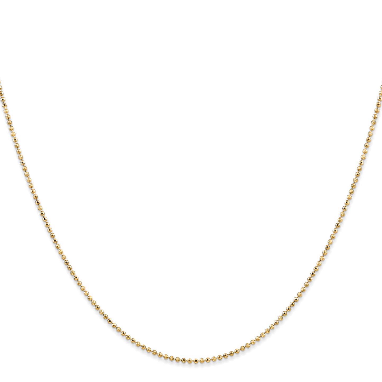 Quality Gold Women's 14" Diamond Cut Beaded Chain Necklace in 14K Yellow Gold