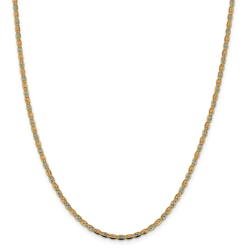 Quality Gold Women's 20" Pave Valentino with Lobster Clasp Chain in 14K Three-Tone