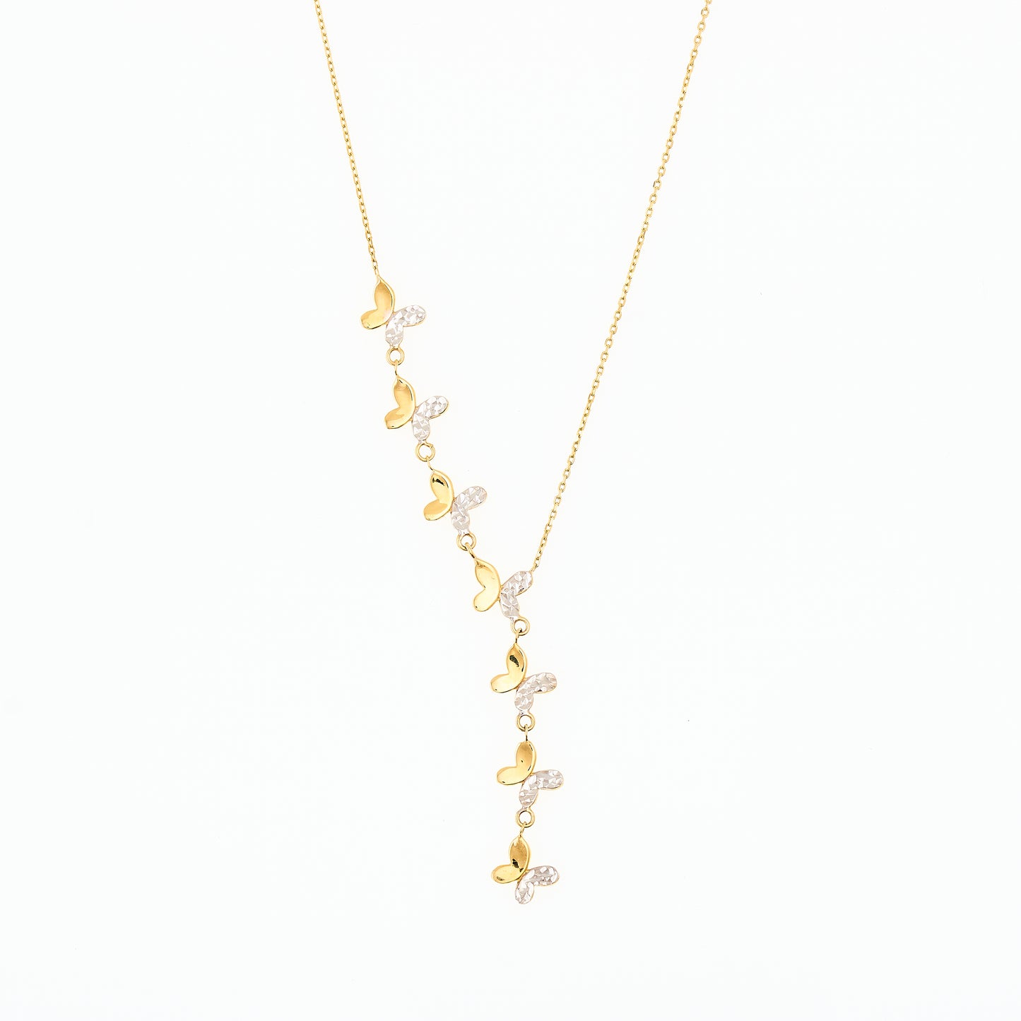 Collar de mariposa Goldenline en oro de 10 quilates en dos tonos