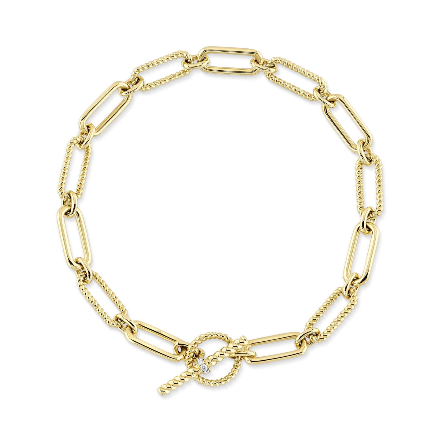 Pulsera de eslabones con clip de papel y diamantes de 0,05 ct para hombre de Shy Creation Kate en oro amarillo de 14 k