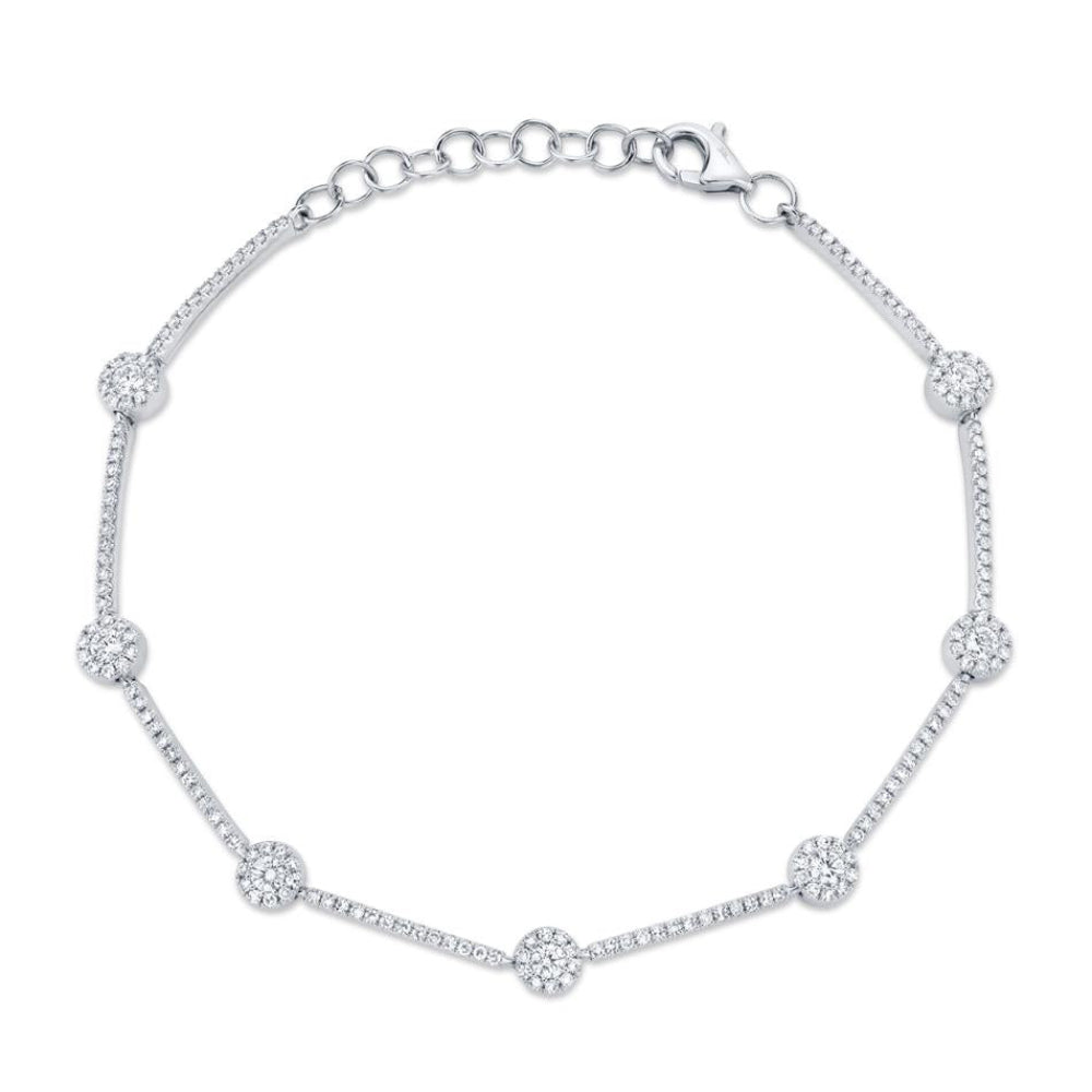 Pulsera de diamantes de 0,88 ct. para mujer Shy Creation Eden en oro blanco de 14 quilates (talla 7)