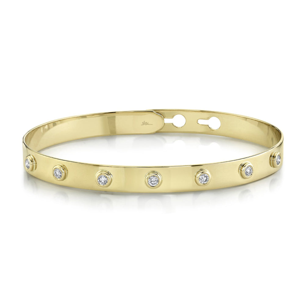 Brazalete con cierre de seguridad en bisel y diamantes de 0,32 ct para mujer de Shy Creation Kate en oro amarillo de 14 quilates - Talla S
