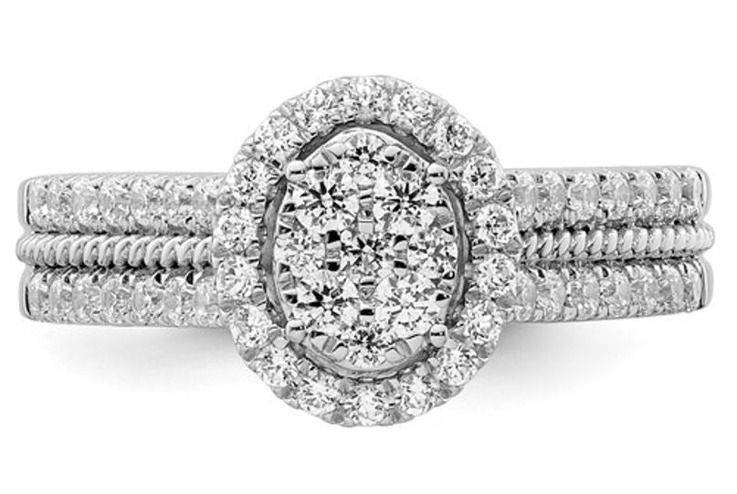 14k White Gold 0.75CTW Diamond Cluster Ring