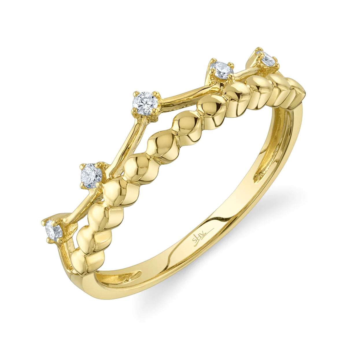 Shy Creation Kate Women's 0.11 ct. Diamond Ring in 14k Yellow Gold - Size 7