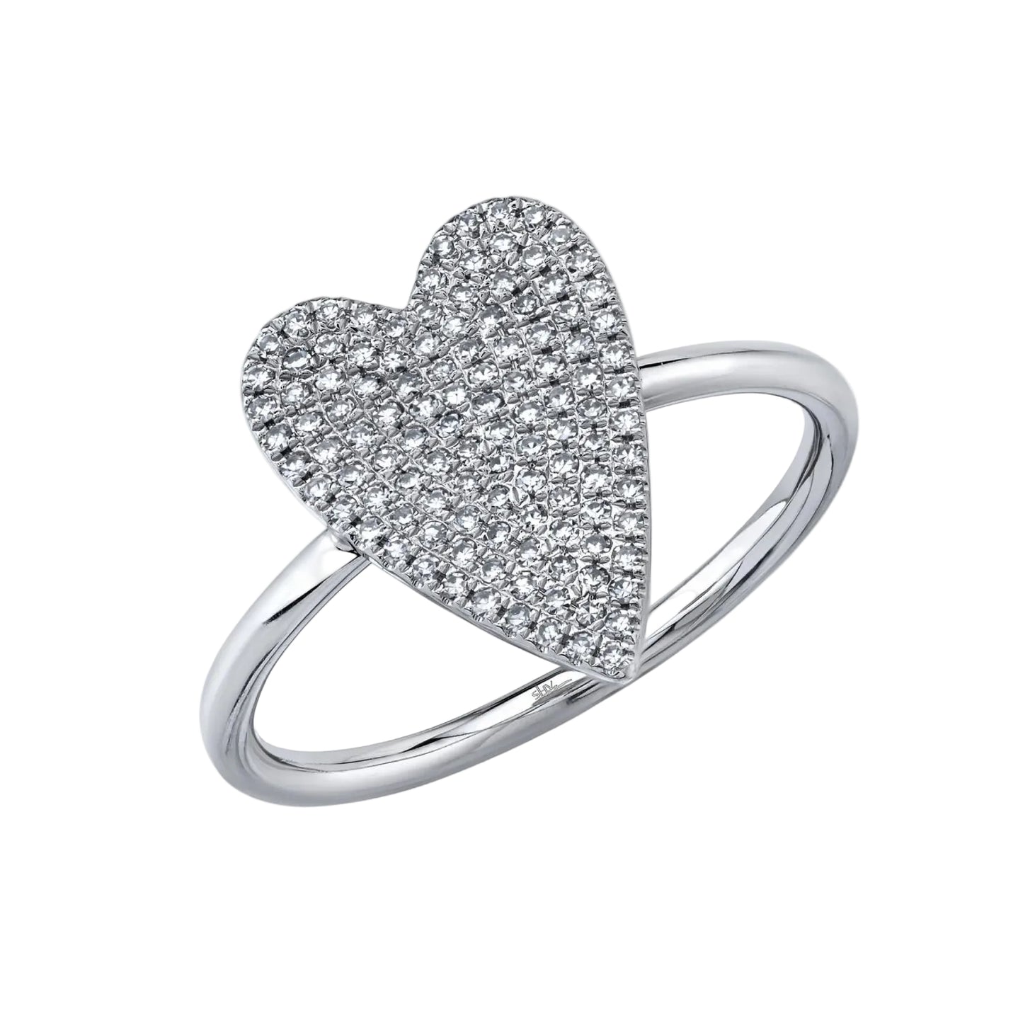 Anillo de oro blanco de 14 quilates con pavé de diamantes en forma de corazón de 0,26 ct de Shy Creation Kate