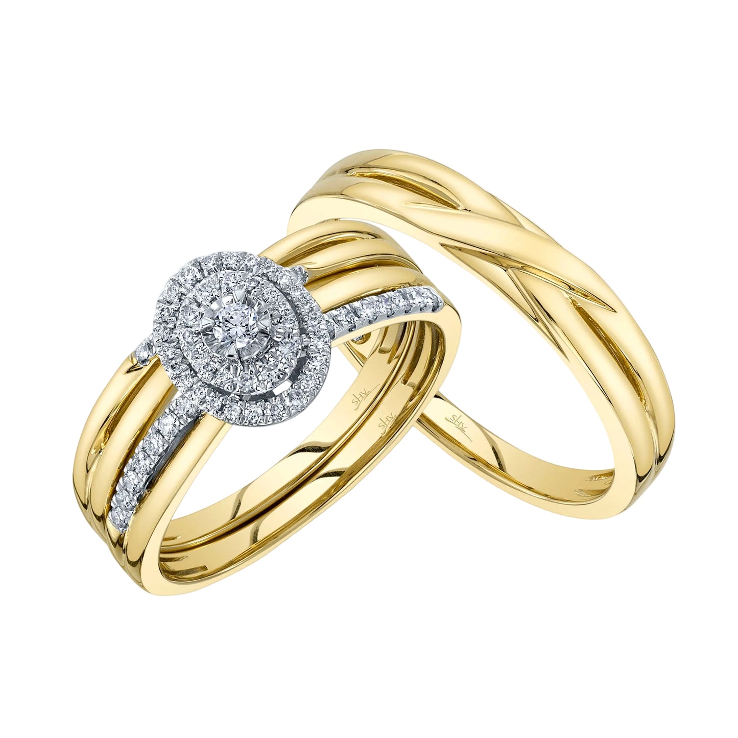 Conjunto de tres diamantes para mujer de 0,33 ct. de Shy Creation en oro amarillo de 14 k