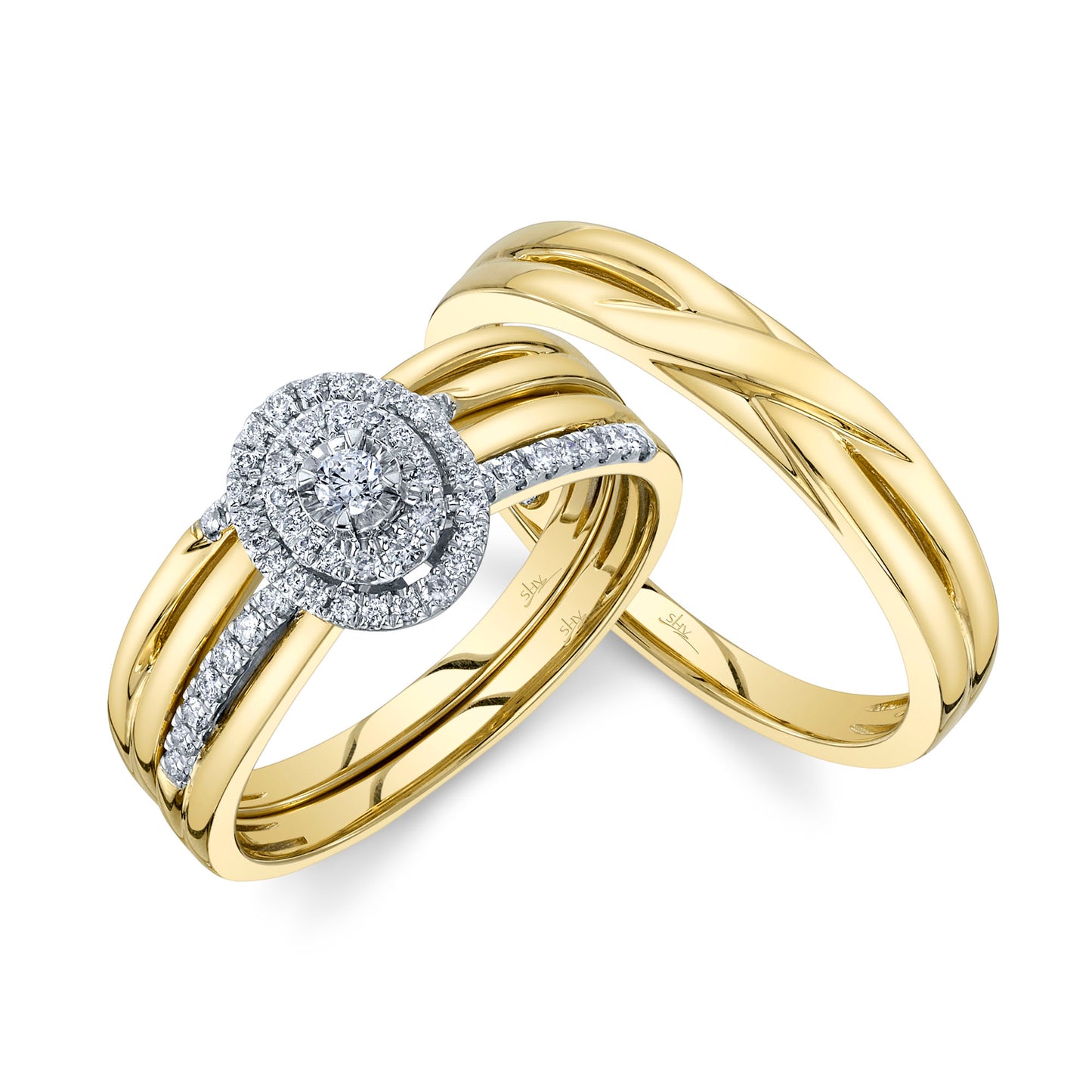 Shy Creation Women's 0.33 ct. Diamond Trio Set in 14k Yellow Gold