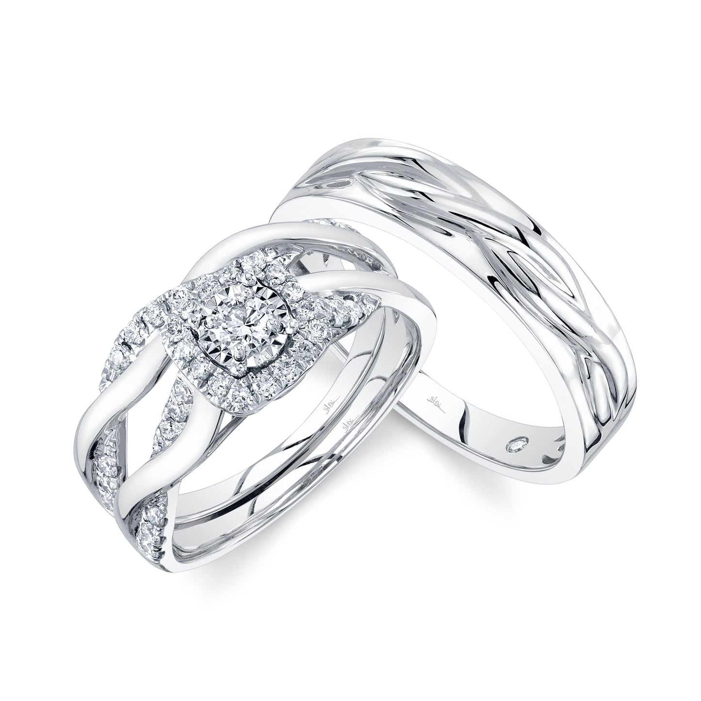 Conjunto de tres diamantes para mujer de Shy Creation de 0,57 ct en oro blanco de 14 k