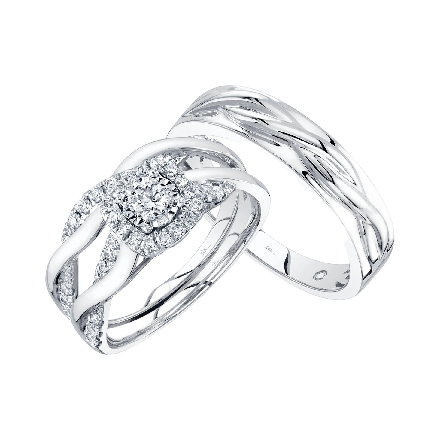 Conjunto de tres diamantes para mujer de Shy Creation de 0,57 ct en oro amarillo de 14 k