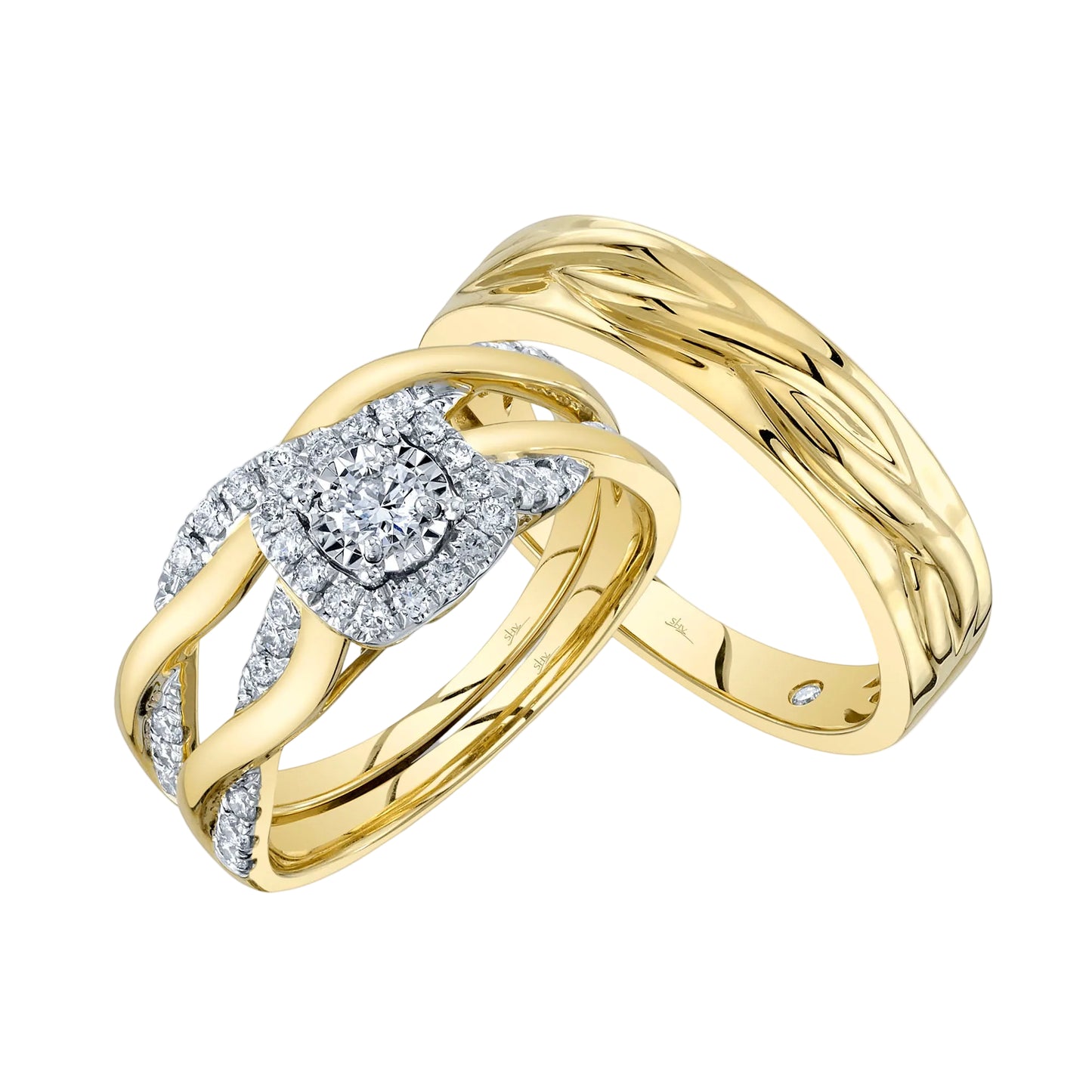Conjunto de tres diamantes para mujer de Shy Creation de 0,57 ct en oro amarillo de 14 k