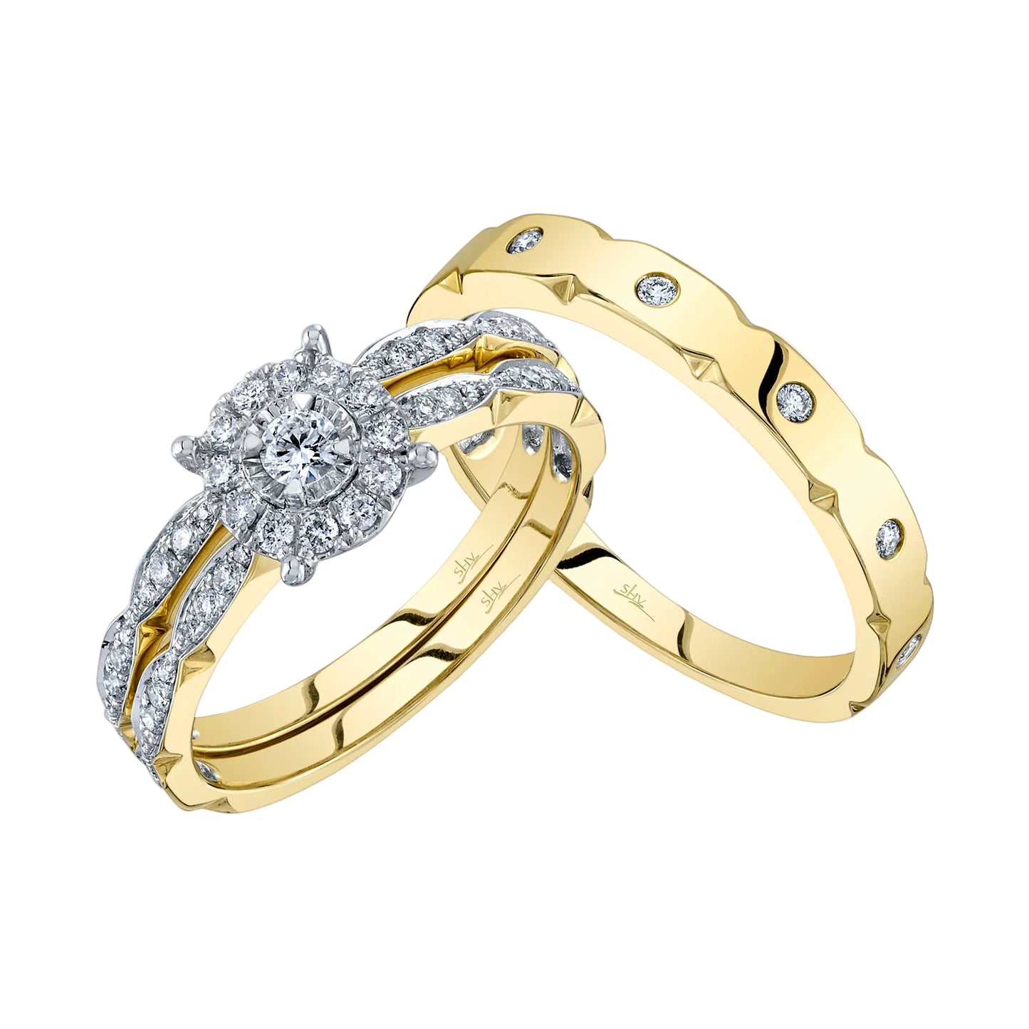 Conjunto de tres diamantes para mujer de 0,59 ct. de Shy Creation en oro amarillo de 14 k
