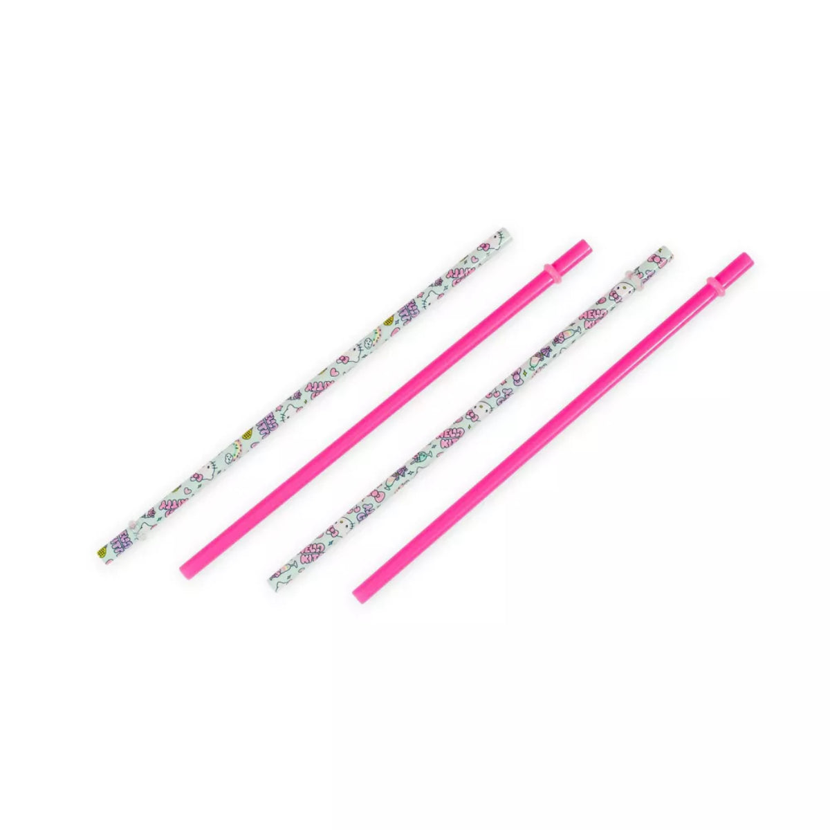 Pajitas de plástico reutilizables Sanrio Hello Kitty Kawaii Treats (juego de 4)