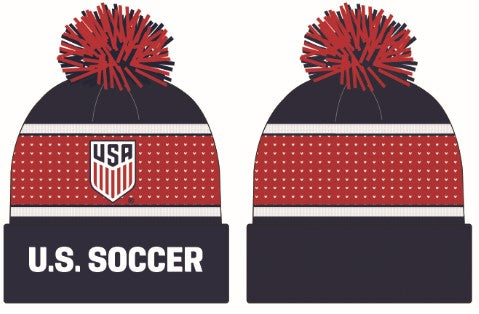 Icon Sports U.S. Soccer Adult Pegged Unisex Pom Beanie