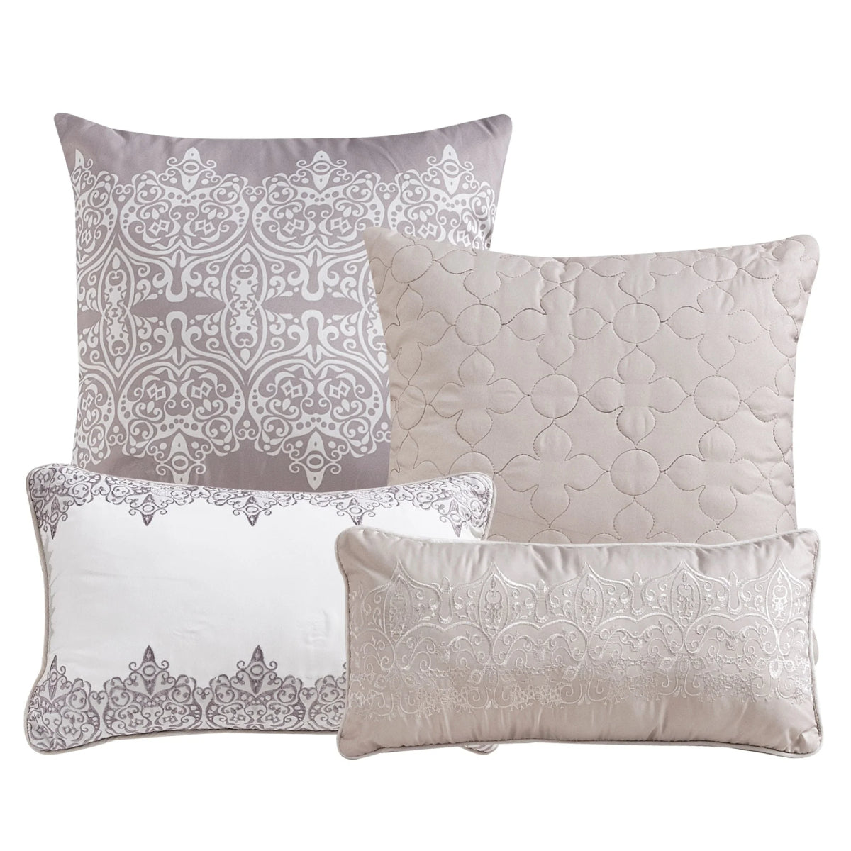 ESCA Jorgina Queen Size Comforter Set (7- Pieces) - Camel/Lilac