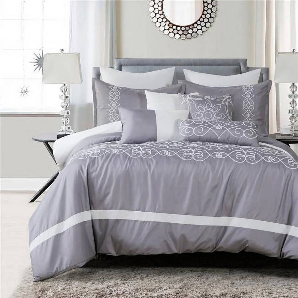ESCA Levora King Size Comforter Set (7- Piece) - Gray