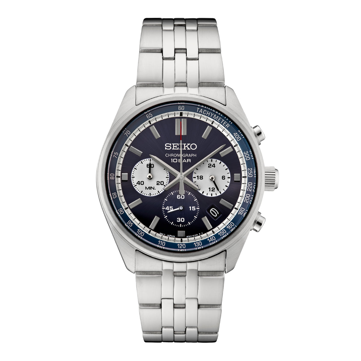 Seiko Essentials Men's 41.5mm Silver-Tone Bracelet Watch - Blue Dial