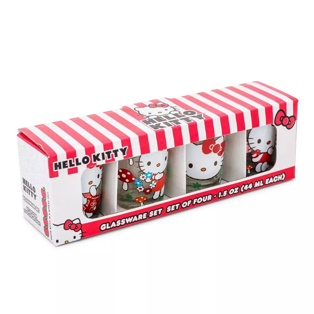Sanrio Hello Kitty Mushrooms 2 oz Mini Shot Glasses (Set of 4) - Multicolor