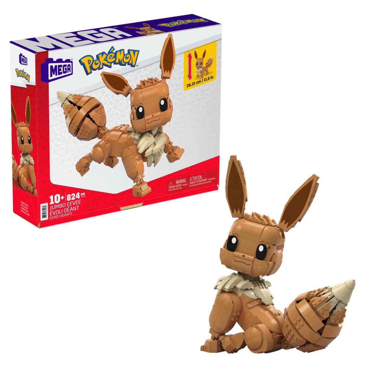 Mega Pokémon Jumbo Eevee Building Toy Set (824-Pieces) - Brown