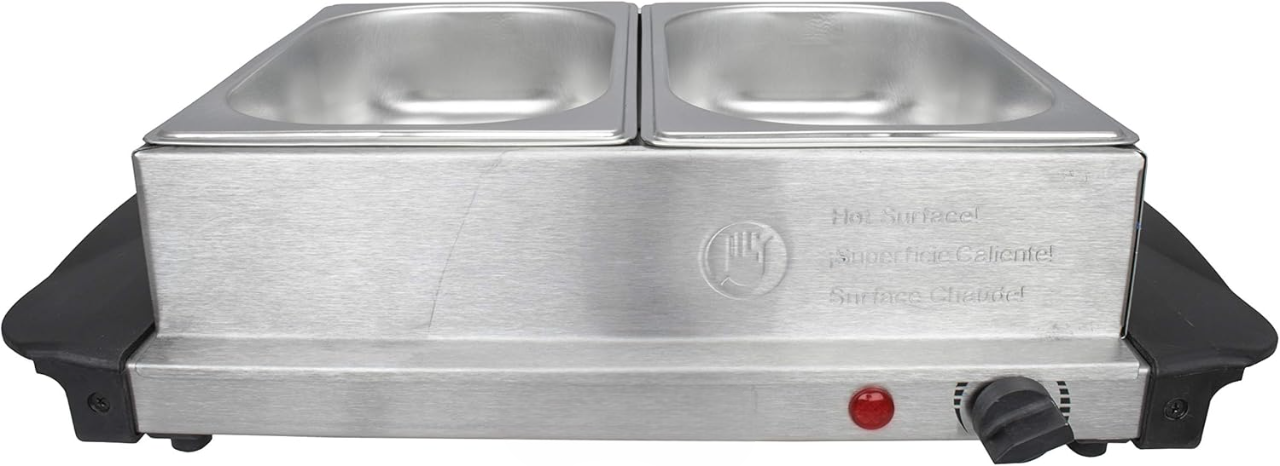 Ovente 3-Quart 2 Pan Buffet Server and Warming Tray