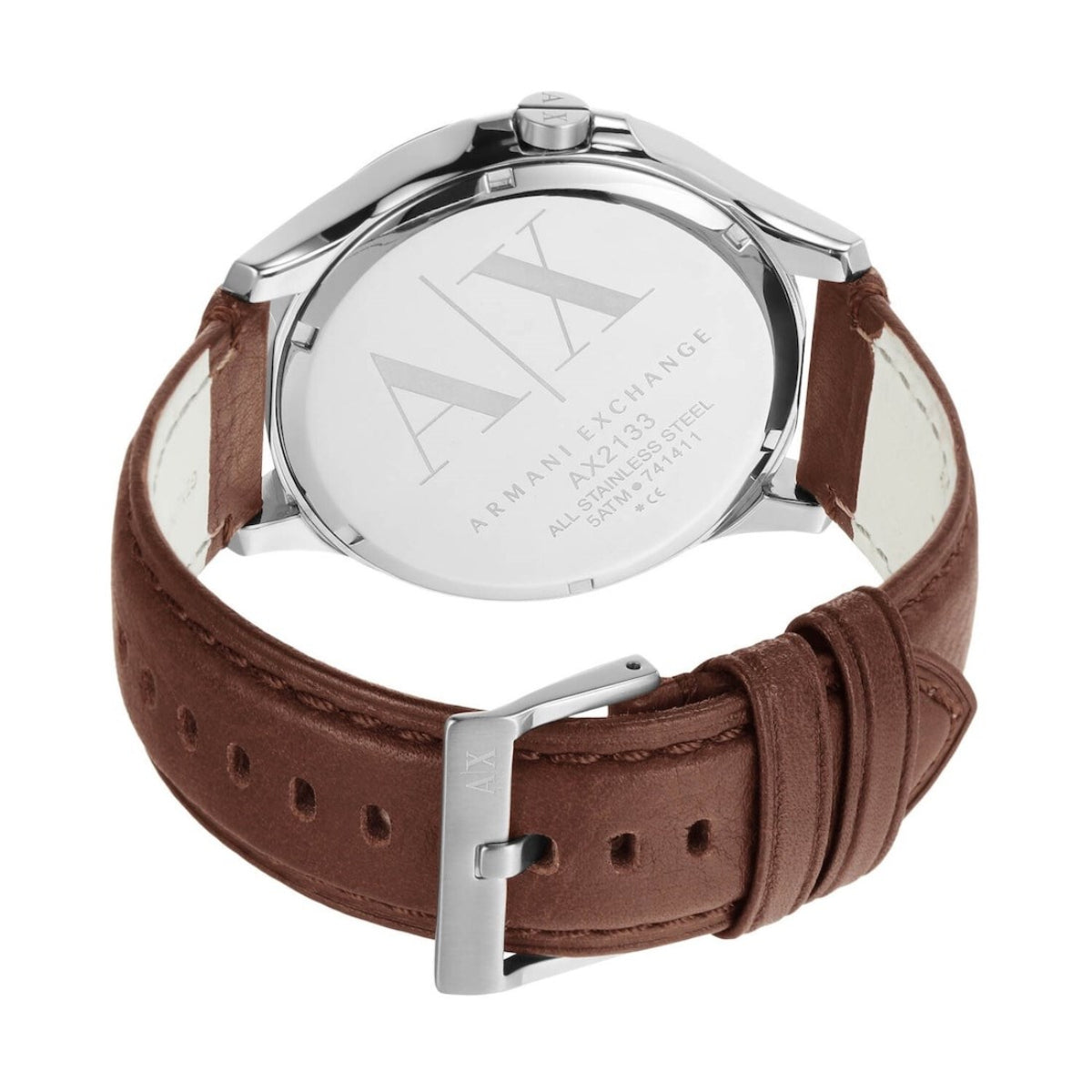 Armani Exchange Hampton Men's 46mm Brown Strap Watch - Navy Dial