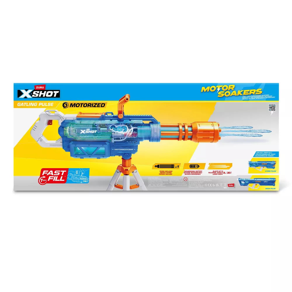 XShot Water Fast Fill S1- Large Gatling Motor Soaker - Blue/Orange