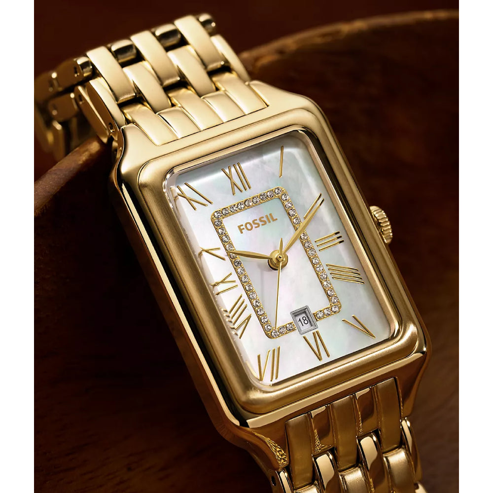 Fossil Raquel Women's 26mm Gold Bracelet Watch - White Mother of Pearl Dial