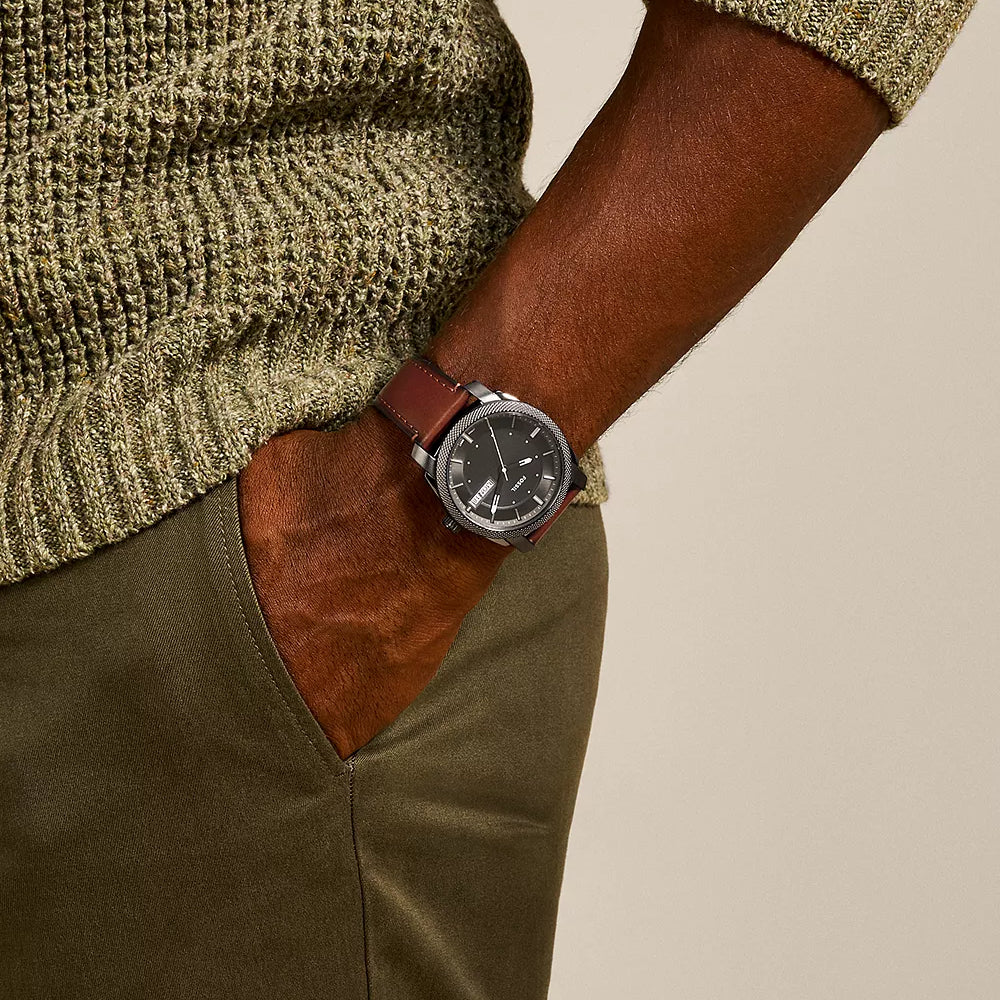 Fossil Machine Men's 42mm Brown Strap Watch - Gray Dial