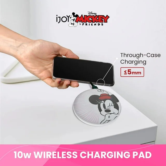 Quest USA Corp Disney Minnie Mouse QI Wireless Charger Portable Charging Station - White