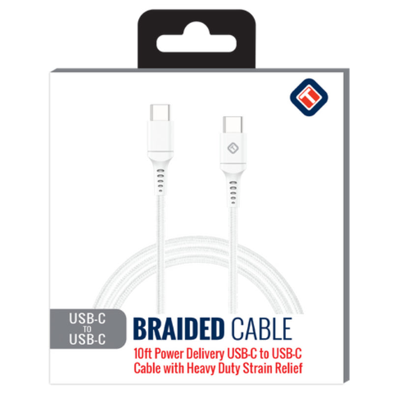 TekYa USB-C to USB-C Braided Cable - White