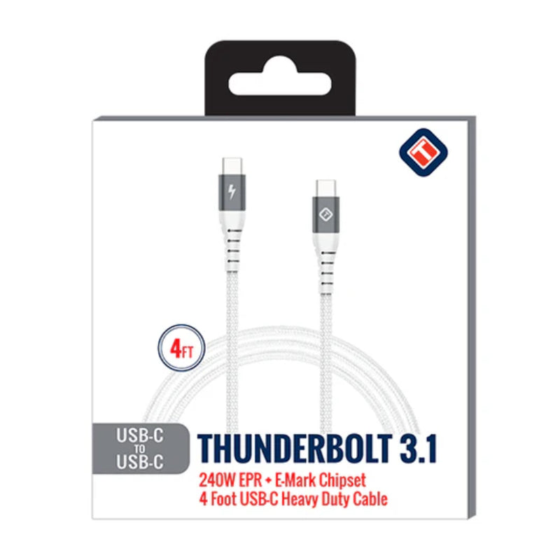 Tekya 240 Watts Thunderbolt 3.1 USB-C to USB-C Cable - White
