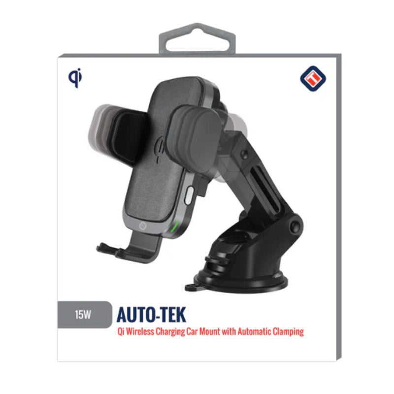 Tekya 15 Watts Auto-Tek Qi Wireless Charging Car Mount - Black