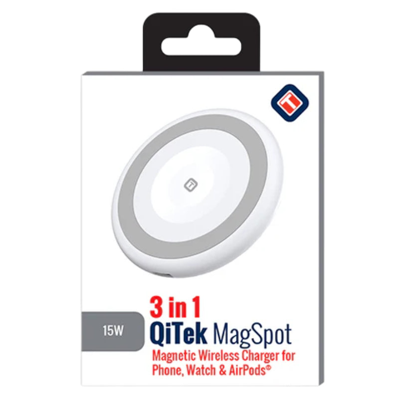 TekYa 15 Watts QiTek 3 in 1 MagSpot Wireless Charger - White