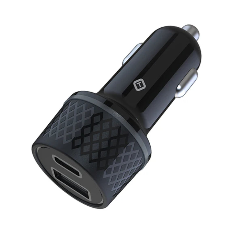 Tekya 43 Watts USB-C and USB-A Dual Port Car Charger - Black