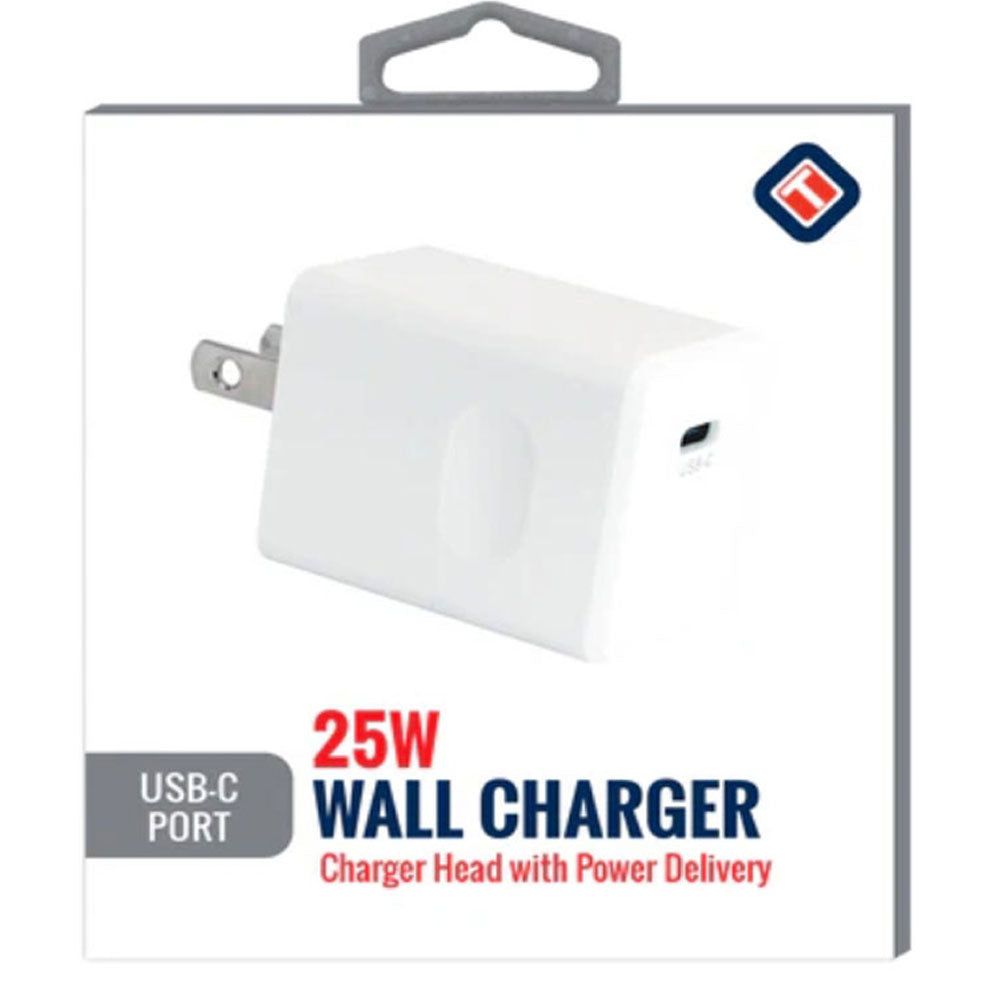 TekYa 25 Watts Power Delivery USB-C Port Wall Charger Head - White
