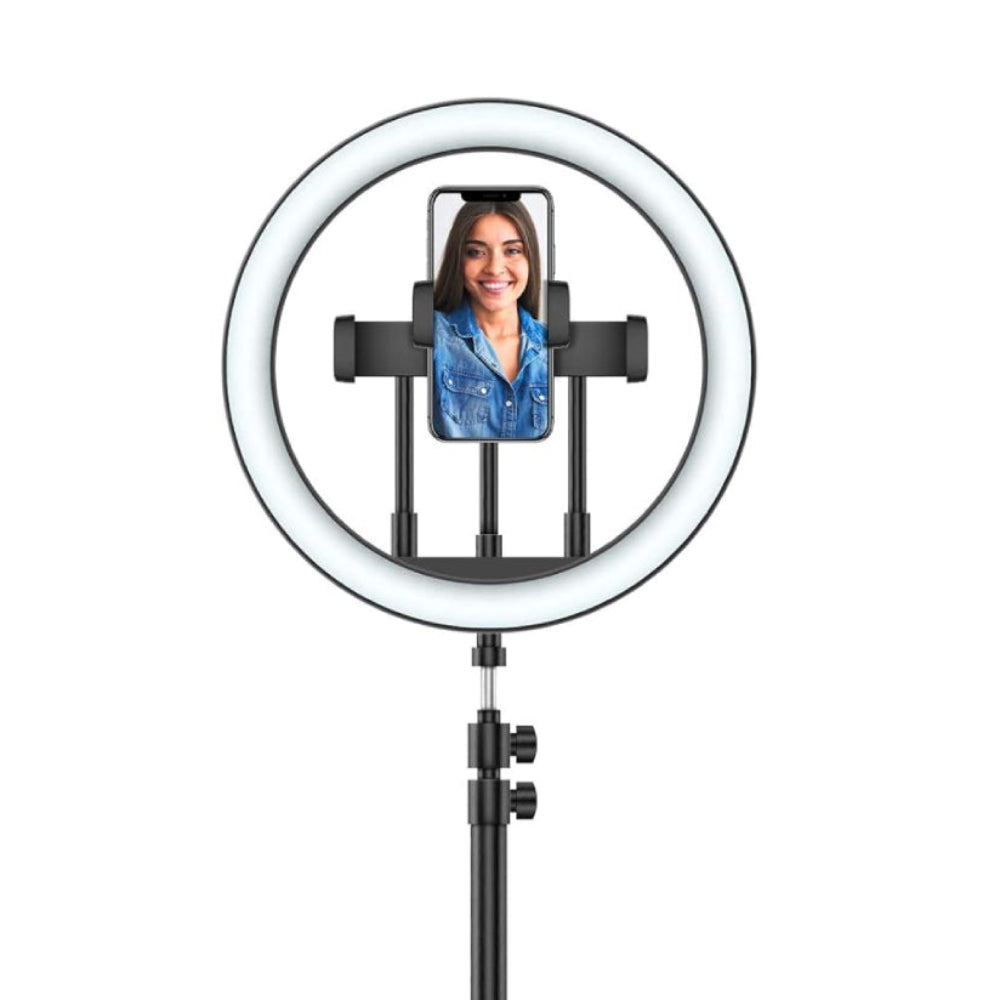 Strax Xqisit 14" Selfie Ring Light Phone Stand with Tripod - Black