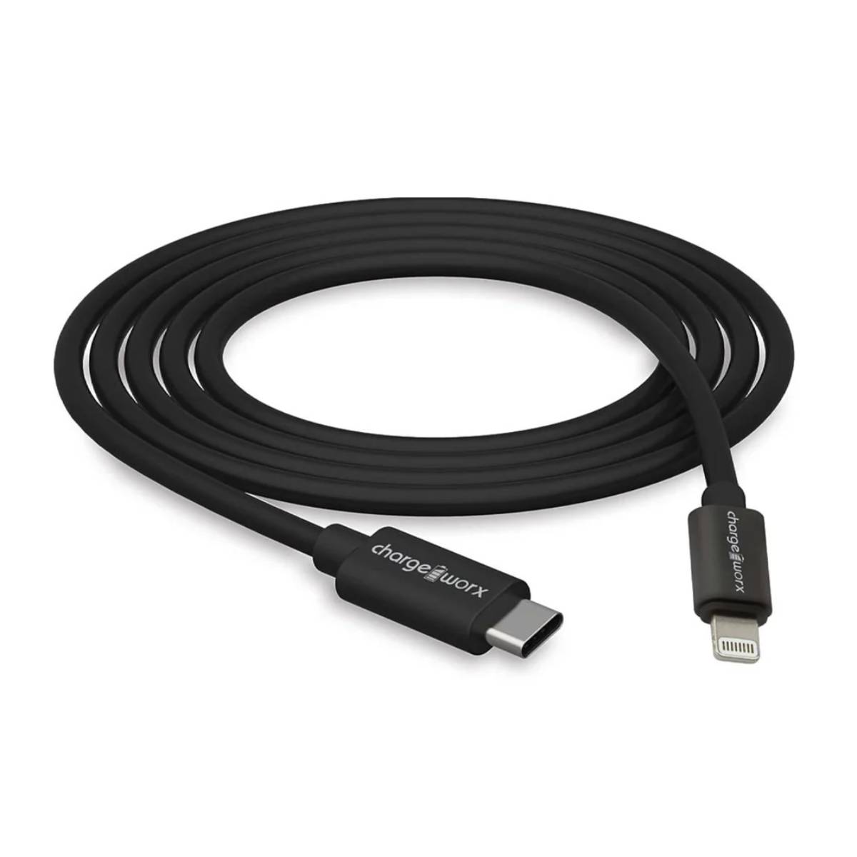 ChargeWorx Power Delivery 6 ft Lightning to USB Type-C Cable - Black