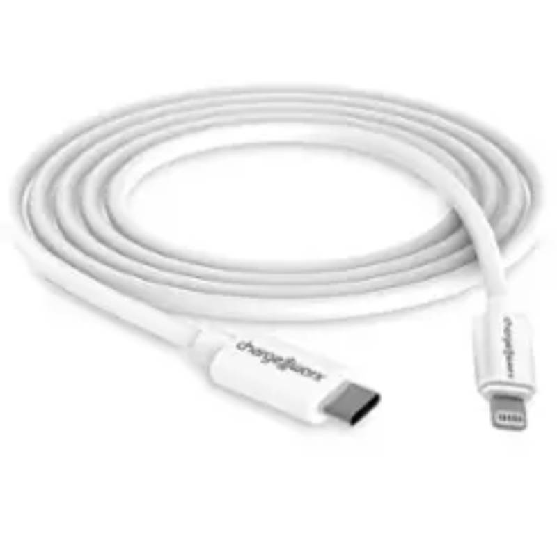 ChargeWorx Power Delivery 10 ft Lightning to USB Type-C Male Cable - White