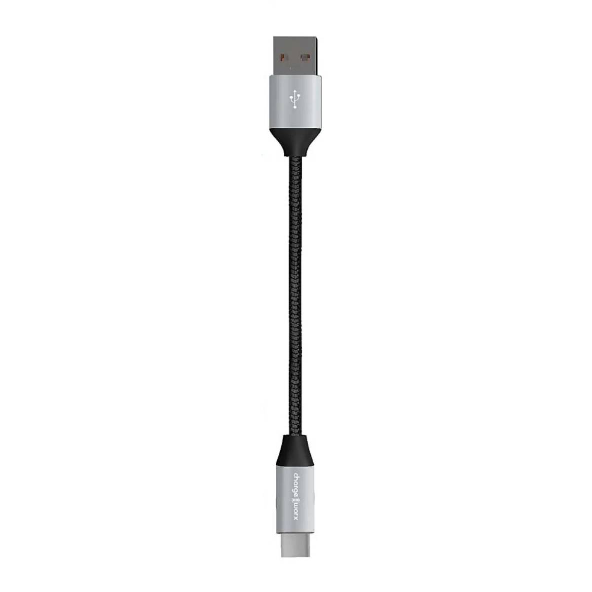 ChargeWorx Ultra-Compact 6 ft USB-C Type C to USB Type-A Male Cable - Black