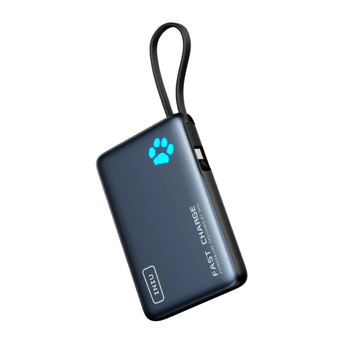 INIU P41L-P1 10000mAh PD 20W Portable Power Bank with Built-in USB-C Cable - Black