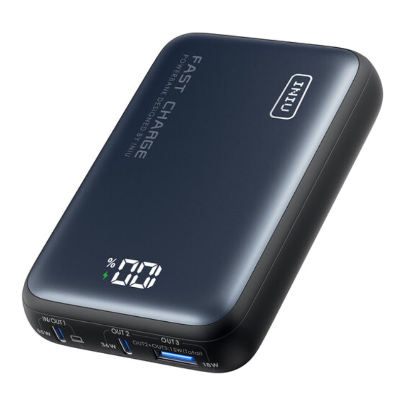 INIU P62-P1 Leopard Power 20000mAh 65W Portable Power Bank with LED Display - Blue/Black