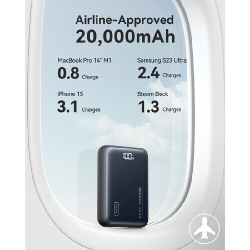 INIU P62-P1 Leopard Power 20000mAh 65W Portable Power Bank with LED Display - Blue/Black