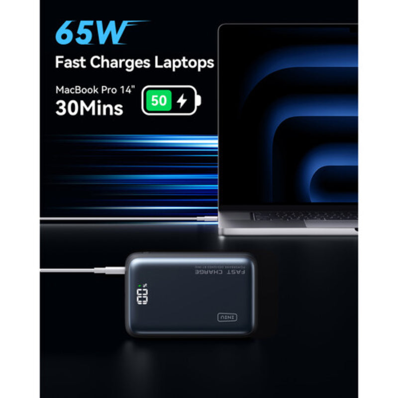 INIU P62-P1 Leopard Power 20000mAh 65W Portable Power Bank with LED Display - Blue/Black