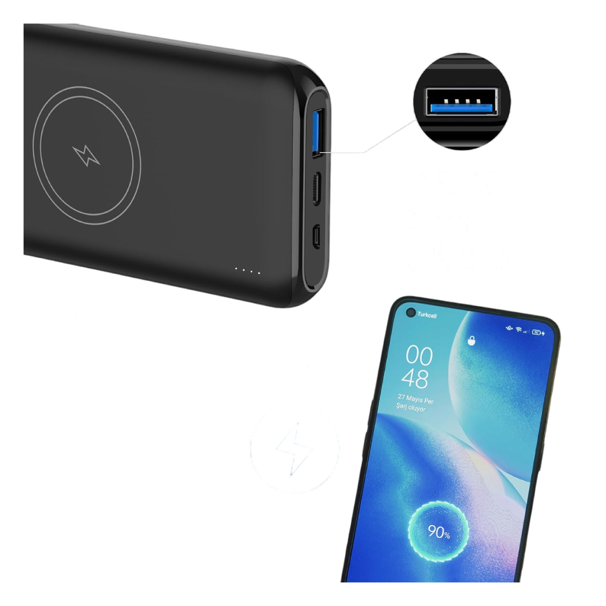 Energizer QE10009PQ 10000mAh Wireless Power Bank - Black