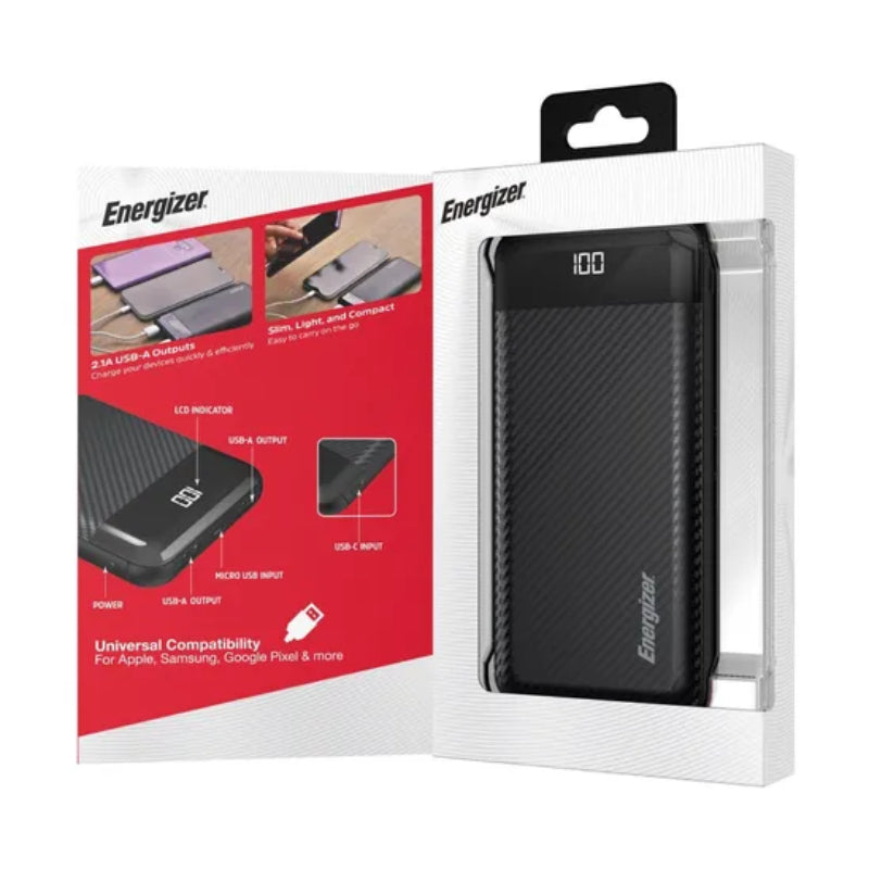 Energizer 20000mAh Portable Power Bank with LCD Display - Black