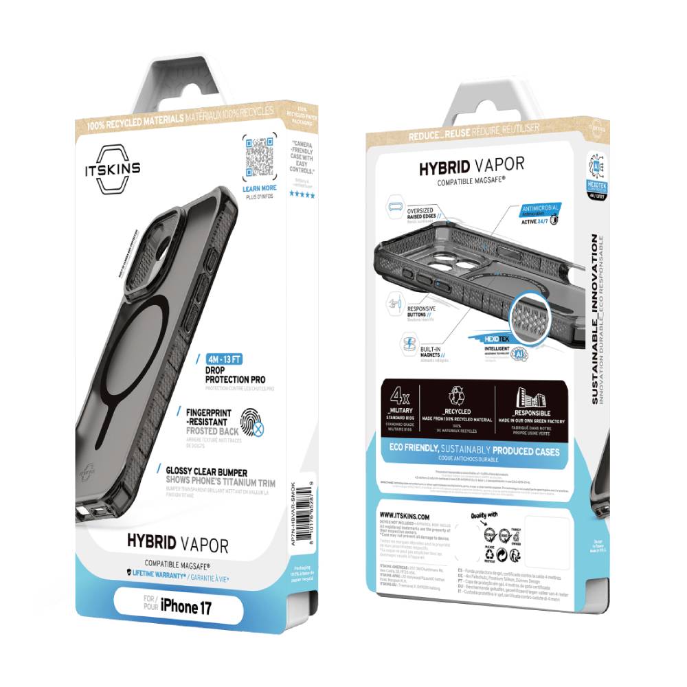 ITSKINS Hybrid_R Vapor MagSafe Case for Apple iPhone 17 - Gray