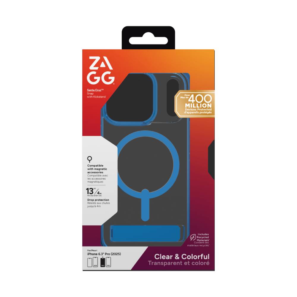 ZAGG Santa Cruz Snap MagSafe Case with Kickstand for Apple iPhone 17 Pro - Blue